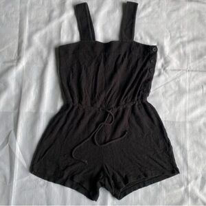 Madewell Side Button Drawstring Romper Cotton Lightweight Beach BLK Women Small